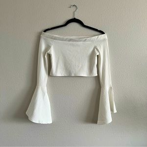 Missguided | Off Shoulder Bell Sleeve Cropped Top